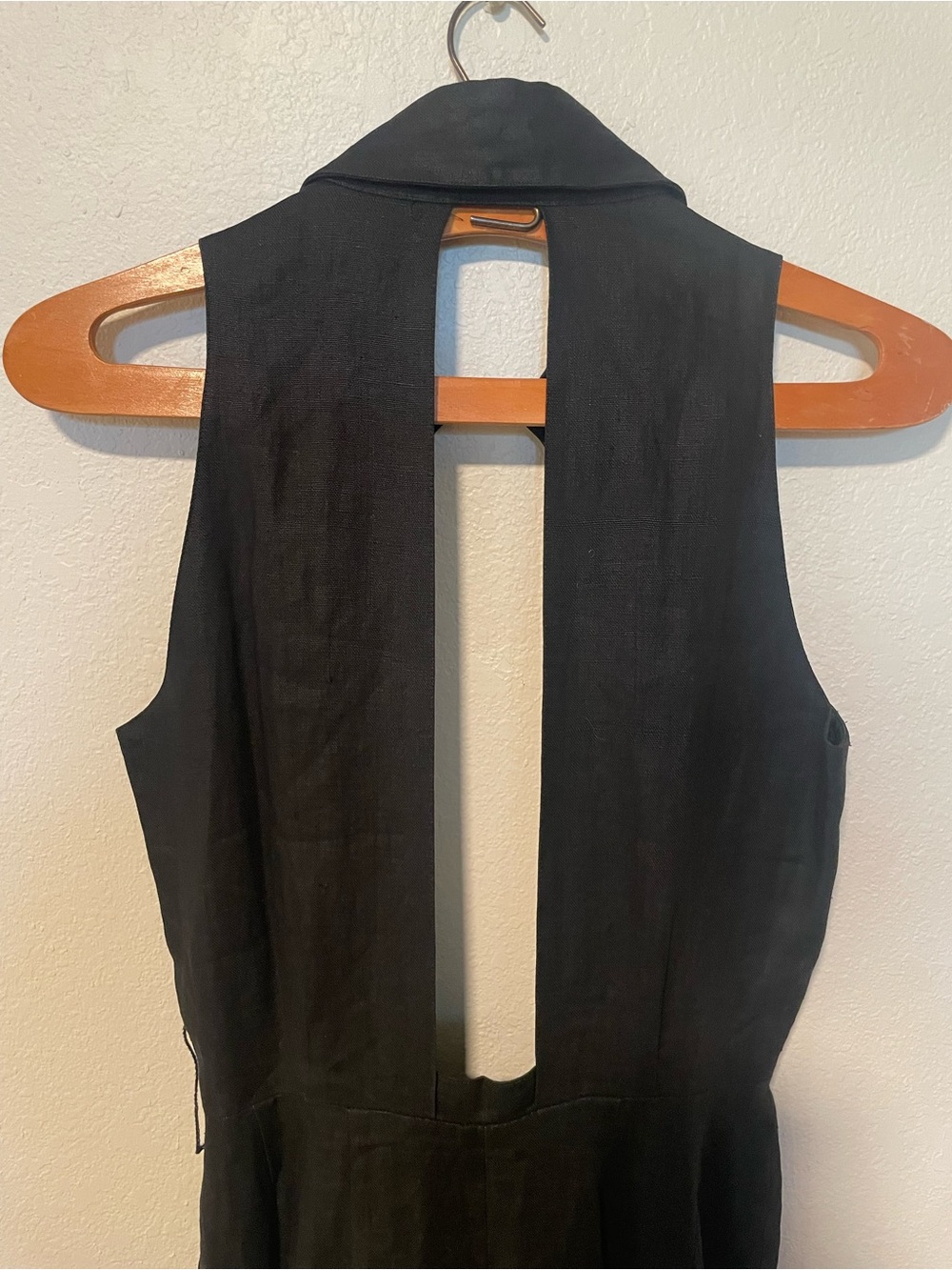 Vintage Anne Klein Sleeveless Black Linen Open Back Dress - Picture 3 of 6